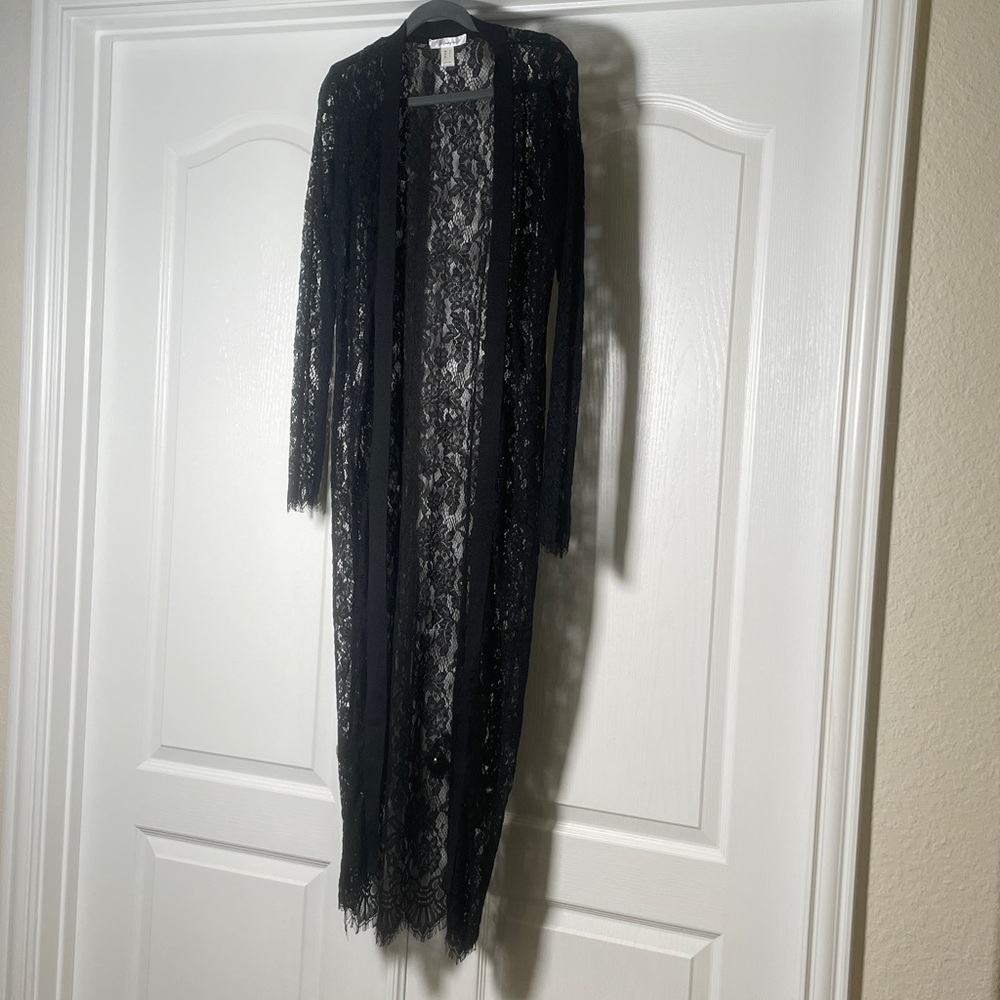 Black Lace Long Cardigan